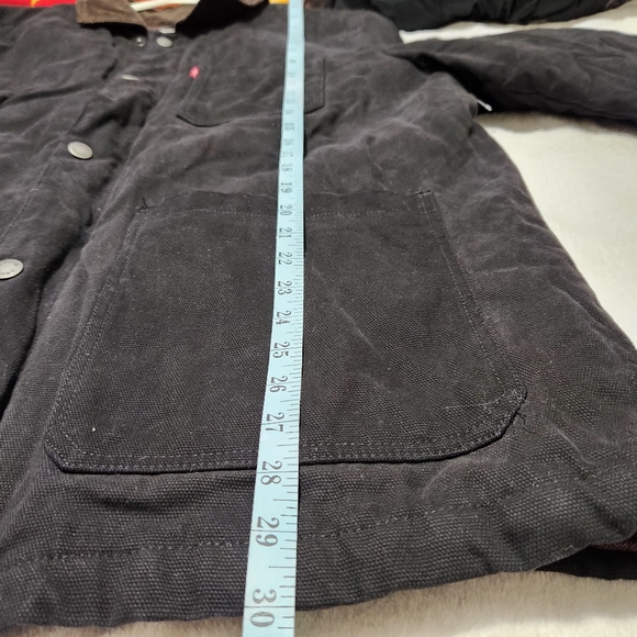 Levis Plaid Lined Canvas Chore Jacket Size XL 100% Cotton Black Full Zip  A3 - Picture 9 of 14